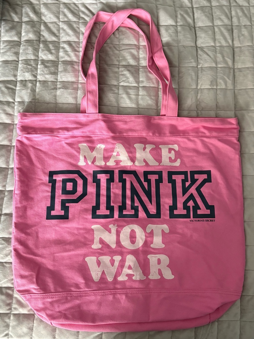 Victoria's Secret Pink Canvas Tote with Bold 'PINK' Graphic